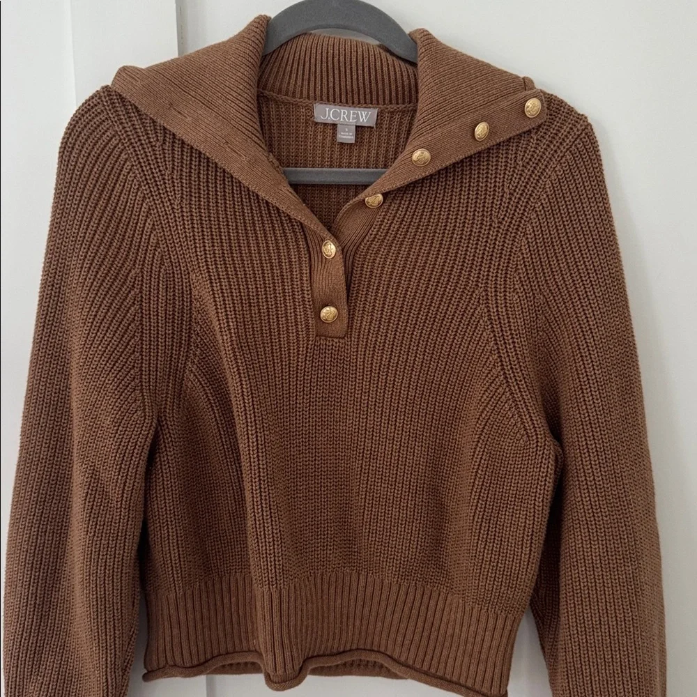 J Crew Ribbed cotton button-collar sweater Size S
